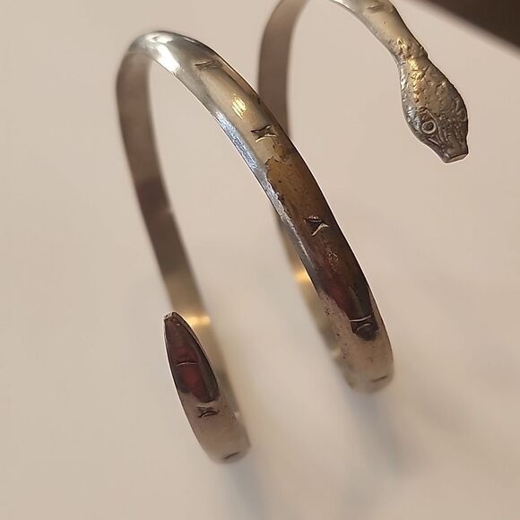Snake Arm Cuff Wrap Bracelet Hecho en Mexico Silver Tone - Picture 2 of 6
